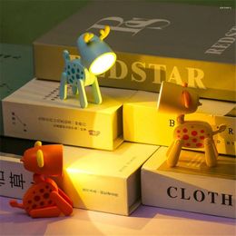 Night Lights LED Mini Light Creative Folding Desk Lamp Cute Dog Deer Portable Desktop Ornament Book For Holiday Gifts