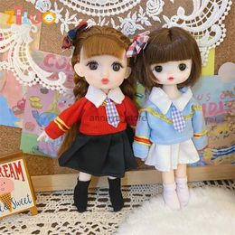 Dolls 1/8 BJD Dolls with Clothes Unique School Uniform 16cm Cute Clothes Set for Girls Childrens Toys Birthday Gifts Fashion Toy