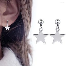 Stud Earrings 1Pair Stainless Steel Brief Star Pendant Simple Piercing Concise Ear