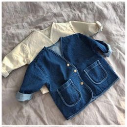 Jackets Autumn Clothing Ins Children's Wear Product Korean Style Boys And Girls Loose Western Simple Denim Casual Long Sleeve