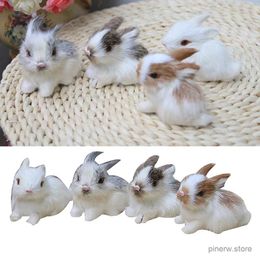 Action Toy Figures Mini Realistic Plush Rabbits Figures Easter Bunny Simulation Model Decoration Lifelike Artificial Animal Pocket Bunny Plush Toys