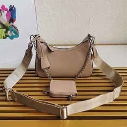 Leather three-in-one handbag hobo messenger bag women's shoulder armpit bag fashion bag lady chain handbag leather hobo chain2089