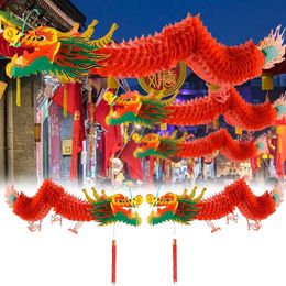 1.5m/1.0m Spring Festival Dragon Lantern Chinese Year Hanging Paper Lamp Ornaments Shopping Mall Yard Decoration 240127