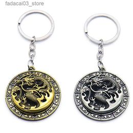 Keychains Lanyards Dragon God Peripheral Keychain Metal Dragon Pendant Key Chains Fashion Vintage Chinese Animal Keyring Souvenir Accessories Gift Q240201