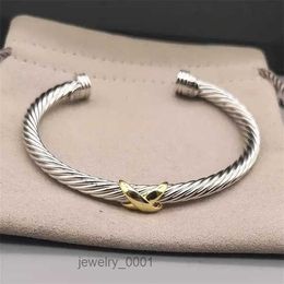 Bangle womens friendship love designer bracelet cuff gift silver 18k Gold X fish hook Channel Setting Sterling Silver Jewellery woman cable bracelets bijoux SYO3