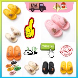 Designer Flat Little Bear sliders sandals slippers for men women anti slip wear Light weight breathable Low cut super soft Hot unisex Pool Size 35-46