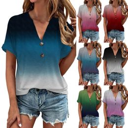 Women's T Shirts Button Shirt Summer Short Sleeve V Neck Casual Tees Tops Pack Dry Tech Women Womens Long