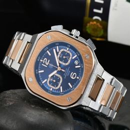 Wristwatches BR Model Top Sport Quartz Bell Multifunction Watch Full Stainless Steel Men Ross Square Wristwatch Gift282L
