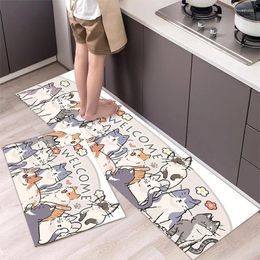 Carpets Simple Cartoon Bath Pet Shop Anti-Slip Kitty Cat Pattern Kitchen Entrance Door Mat Carpet Rug For Floor Home Decor Accessories