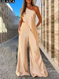 Women's Two Piece Pants Solid Colour Female Clothing One Shoulder Blouse Set For Women Summer Suit Irregular Hem Sets Womens Outfits Elegant