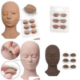 Mannequin Heads 2021 Professional Training Add 4 Pairs Lifelike Detachable Eye Graft Eyelashes Extension Makeup Beauty Tools 3 Style Dhpxn