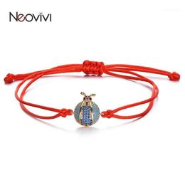 Charm Bracelets Neovivi Blue Cubic Zirconia Ladybird Women Handmade Red Black Rope String Bracelet For Boy Girl DIY Jewellery Gift12629