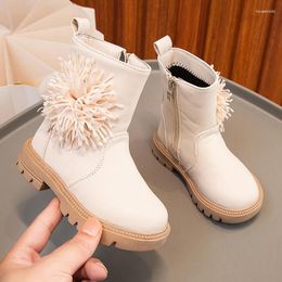 Boots 2024 Girls Flowers Cute Kids Versatile Side Zipper Non-slip Solid Colour Drop Children Fashion Princess Shoes