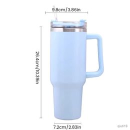 Thermoses 40 oz Insulated Water Bottle Stainless Steel Double Walled Insulated Drinks Bottle with Straw Lid and Handle Portable Coffee Mug