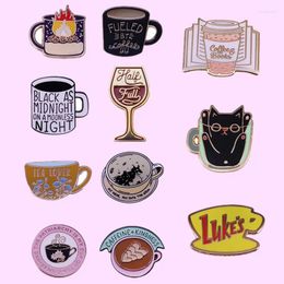 Brooches High Quality Copper Coffee Cup Energy Art Women's Right Tea Lovers Enamel Pins Fashion Jewelry Hat Lapel Pin Badge Gift