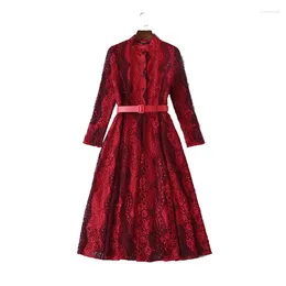 Casual Dresses 2024 Spring Star Red And Lace Dress
