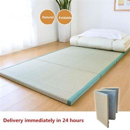 Folding Japanese Traditional Tatami Mattress Mat Rectangle Large Foldable Floor Straw Mat For Yoga Sleeping Tatami Mat Flooring LJ278G