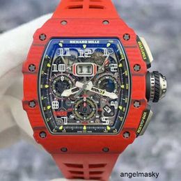 Mosissanite Watch RM Wrist Watch RMwatches Wristwatch RM11-03 FQ Red Red NTPT Carbon Fiber Material Date Month Display