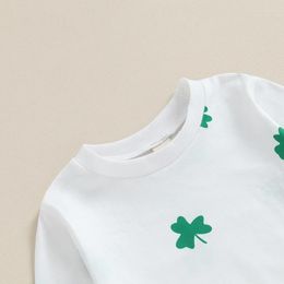 Clothing Sets Born Baby Boy St Patricks Day Outfits Long Sleeve Four Leaf Clover Print Sweatshirt Green Casual Pants 2Pcs Set