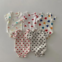 Rompers Infant Summer Thin Loose Comfortable Breathable Jumpsuit Baby Girl Cute Love Pattern Cotton Bodysuit One Piece Boy Oitfits
