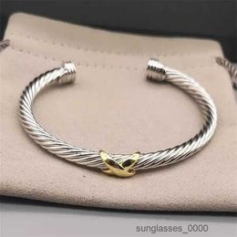 Bangle womens friendship love designer bracelet cuff gift silver 18k Gold X fish hook Channel Setting Sterling Silver Jewellery woman cable bracelets bijoux XZFP