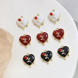 Charms 6pcs Vintage Heart Drip Alloy DIY Handmade Accessories Bracelet Necklace Ear Material