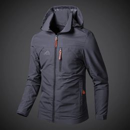 Men Waterproof Jackets Hooded Coats Male Outdoor Outwears Windbreaker Windproof Spring Autumn Jacket Fashion Clothing Coat 240130