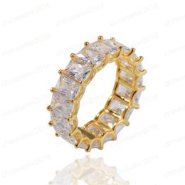 Iced Out Hiphop CZ Stone Rings Bling 18K Gold Plated Diamond 925 Sterling Silver Ring Mens Hip Hop Jewelry2604