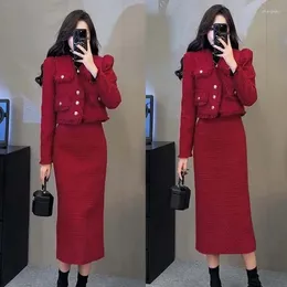 Two Piece Dress UNXX 2024 Spring Arrivals Chic Short Jacket And Skirt Set For Women - Stylish Elegant High Quality Office Lady 2
