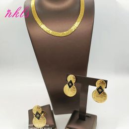 Jewellery Sets For Women Gold Colour Chain Luxury Design Earrings Ring Ethiopian The Latest African Nigeria Jewellery Party 240125