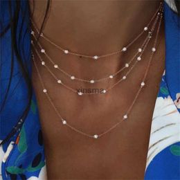 Chokers Bohemian Multi-layer Tassel Crystal Necklace For Women Gold Colour 2021 Vintage Pendants Necklaces Geometry Chokers Jewellery Gift YQ240201