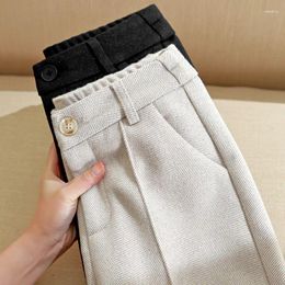 Women's Pants Autumn Winter Woollen For Women Thick High Waist Pencil Trousers Simple Solid Colour Office Lady Suit S-3XL Botique