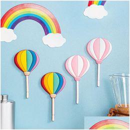 Hooks & Rails 100Pcs/Lot Hand Ins Rainbow Wall Decor Hooks Pocket Fabric Clothes Rack Waterproof Bathroom Towel Various Colours Non-Ma Dhb5O