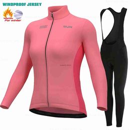 Men's Tracksuits 2024Women Pink Long Seve Jersey Sets Winter Cycling Clothing Outdoor RidingRopa Ciclismo Velveteen Bike JacketsH2421