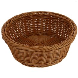 Dinnerware Sets Round Rattan Basket Hamper Holding Simulation Weaving Craft Fruit Pp Decorative Bread Simple Storage Bakery