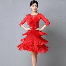 Stage Wear Latin Dance Competition Dress Professional Rumba Practice Clothes Female Sexy Fringe Tango Samba Dancing Outfit