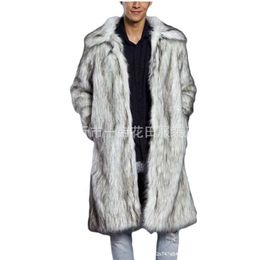 Mens Imitation Fur Warm Thickened Coat Designer Long Loose Casual Winter HB81