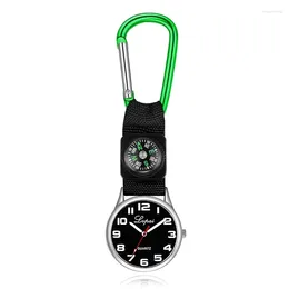 Pocket Watches Nurse Fob Carabiner Clip Watch Medical Sports Hiking Vintage Clock Mountaineering Compass Drop