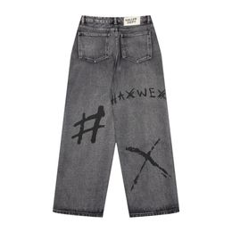 Men's Jeans Streetwear Y2k Hip Hop Graphic Print Vintage Baggy Black Pants Men Women High Waist Wide Leg Trousers Winter01 626 57