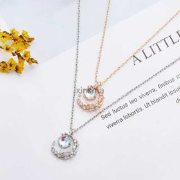 Chokers LATS Flower Moon Fairy Crystal Necklaces for Women Clavicle Chain Vintage Valentines Day Birthday Gift Necklace Fashion Jewellery YQ240201