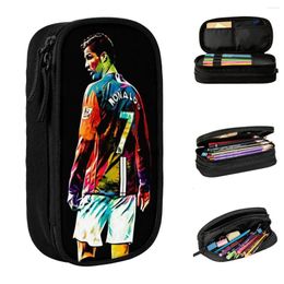 Large-capacity Pen Box Cristiano Ronaldo CR7 Merch Double Layer Case Women Make Up Bag Birthday Gift