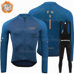 Men's Tracksuits PNS 2024 Cycling Clothes Mens Long Seve Jersey Set Thermal Sportswear Winter Fece Sports Suit Pants Gel Clothing OutfitH2421