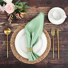 Table Napkin 6Pcs Green Silk For Wedding White Rose Gold Gauze Napkins Serving Decor Dinner Towel Cocktail