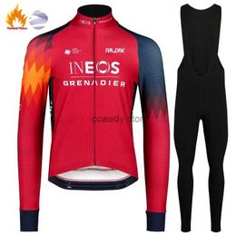 Men's Tracksuits INEOS NEW Winter Cycling Jackets Team Long Seves Fece ClothingBib Pants Set Warm Road Bike SportswearH2421