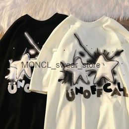 Men's T-Shirts Harajuku Kawaii Plush Star Letter Graphic Printing Women T-shirts Casual Versatile Loose Oversized Couples Short Sleeve Top TeesH2421