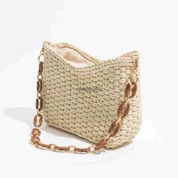 Shoulder Bags Fasion Acrylic Cains Straw Basket Bag Casual Paper Woven Women Soulder Crossbody andmade Sumer Beac Tote Bali PursesH2421