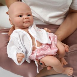 14inch Full Body Silicone Bebe Reborn GirlCocoDolls Boy Isaac Doll Soft Lifelike Baby DIY Blank Toys 240130