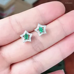 Stud Earrings Jewellery 925 Sterling Silver Natural Emerald Women's Luxury Support Detection