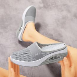 Women Sandals Walking Air Cushion Slip-on Shoes Orthopedic Diabetic Ladies Platform Mules Mesh Lightweight Slippers Wedge Female Sn 94