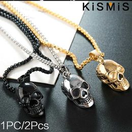 Chokers KISMIS 1PC Personality retro punk rock goth trendy male exaggerated skull necklace party Halloween gift popular jewelry YQ240201